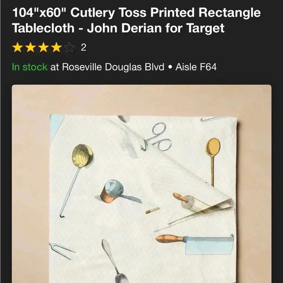 NWT 60x84” Cutlery Toss Printed Rectangle
Tablecloth - John Derian for… - Picture 4 of 4